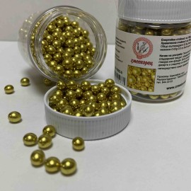 Захарна поръска "Перли" 5мм - златни - 50гр