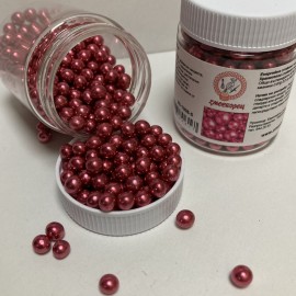 Захарна поръска "Перли" 5мм - розови - 50гр