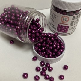 Захарна поръска "Перли" 5мм - фуксия - 50гр