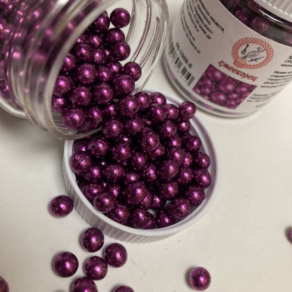 Захарна поръска "Перли" 5мм - фуксия - 50гр