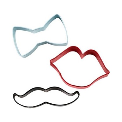Комплект метални кутери "Папионка, мустаци и устни"