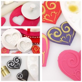 Комплект кутери с ежектор "Сърце с орнамент" - 2 елемента