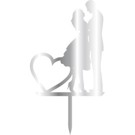 Връх за торта "Брачна двойка" - сребърен