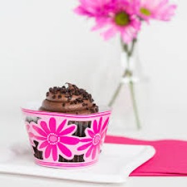 Кошнички за кексчета - розови цветя